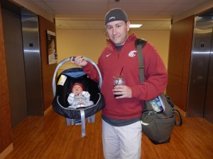 Daddy and Theo, ready to go home.