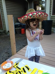 Kara rocking her sombrero and mustache.